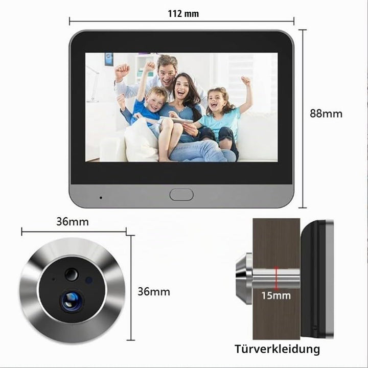 Digitale Türspion-Kamera mit 10,9 cm Farbmonitor, 1080P HD-Nachtsicht, PIR-Bewegungssensor, kabellos