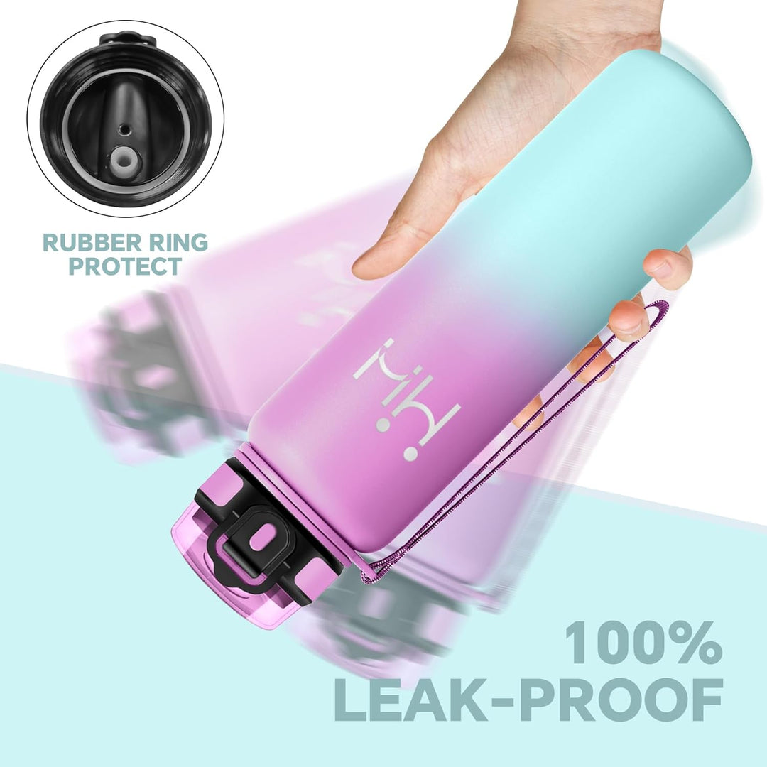 Thermo Trinkflasche 1l - Trinkflasche Edelstahl - Trinkflasche mit Strohhalm - 100% Auslaufsichere -