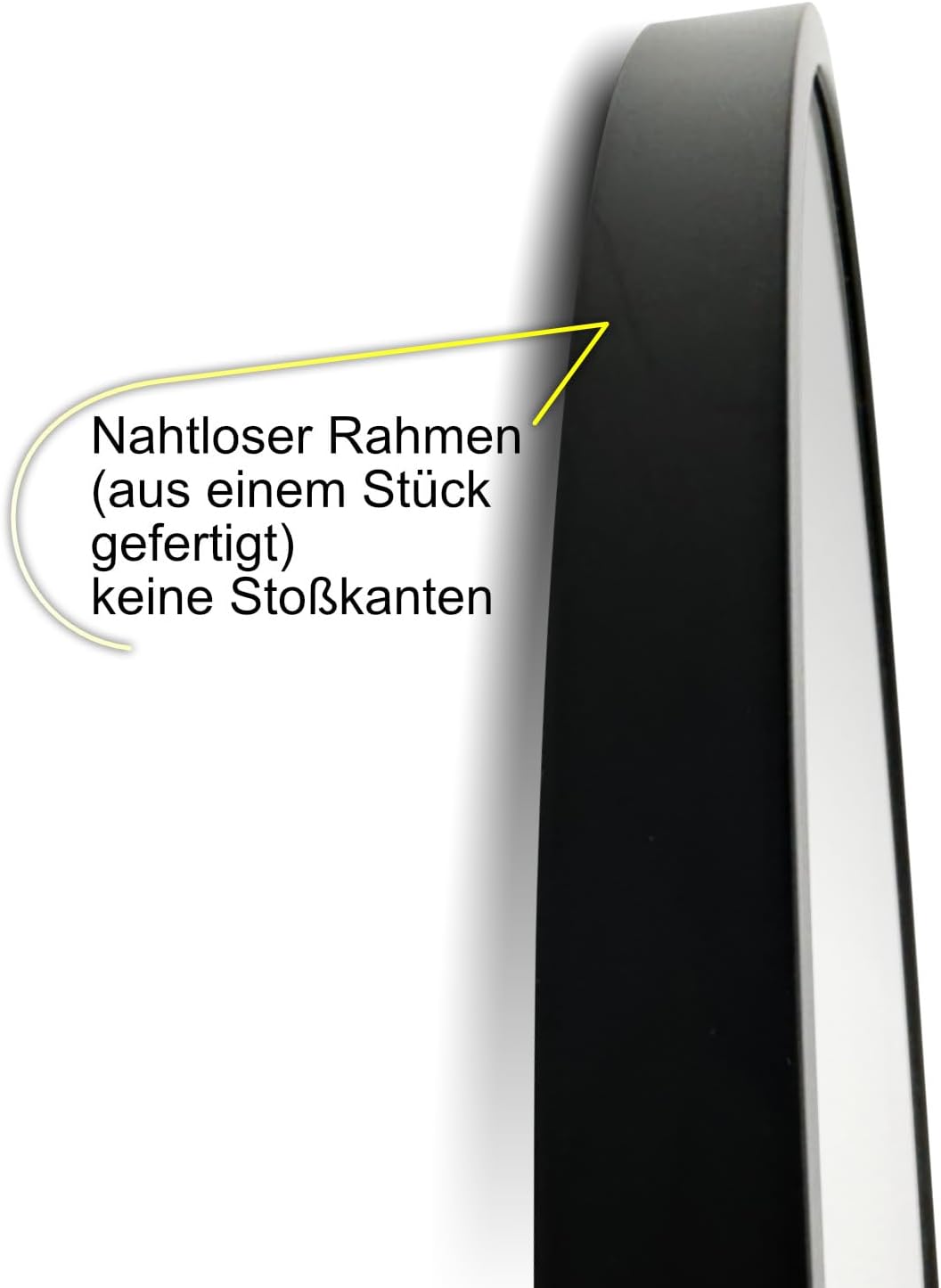 HOKO® Design Wandspiegel rund 60 cm mit Metall Rahmen Matt Schwarz. Runder Design Spiegel für Bad, F