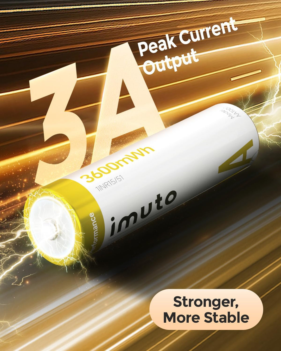 imuto wiederaufladbare Lithium AA Akku 8 stück mit Ladegerät, 3600 mWh hohe Kapazität 3 Ampere 100%