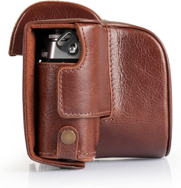 MegaGear Ever Ready Echtleder-Kameratasche kompatibel mit Nikon Z fc (16-50 mm) (Brown), MG2011, Bro
