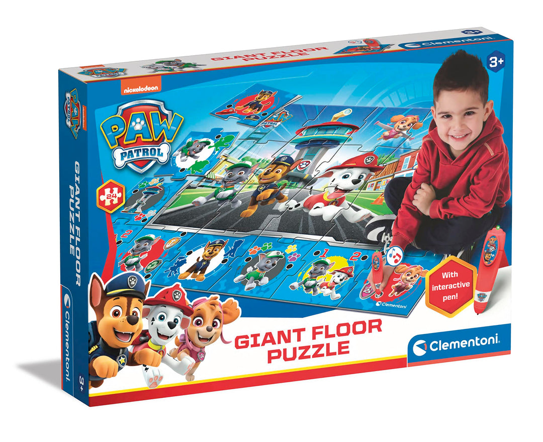 Clementoni Quiz-Bodenpuzzle Paw Patrol 70x100 cm - Kinderpuzzle mit 24 Maxi-Puzzleteilen - Lernspiel