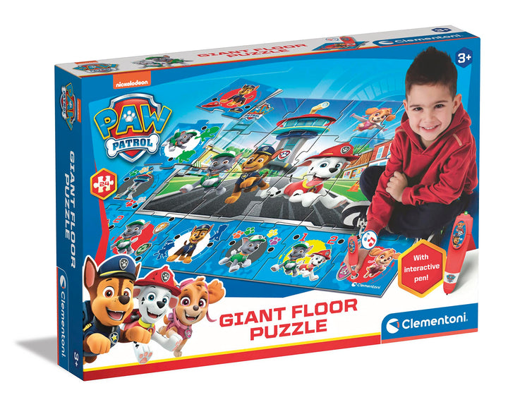 Clementoni Quiz-Bodenpuzzle Paw Patrol 70x100 cm - Kinderpuzzle mit 24 Maxi-Puzzleteilen - Lernspiel