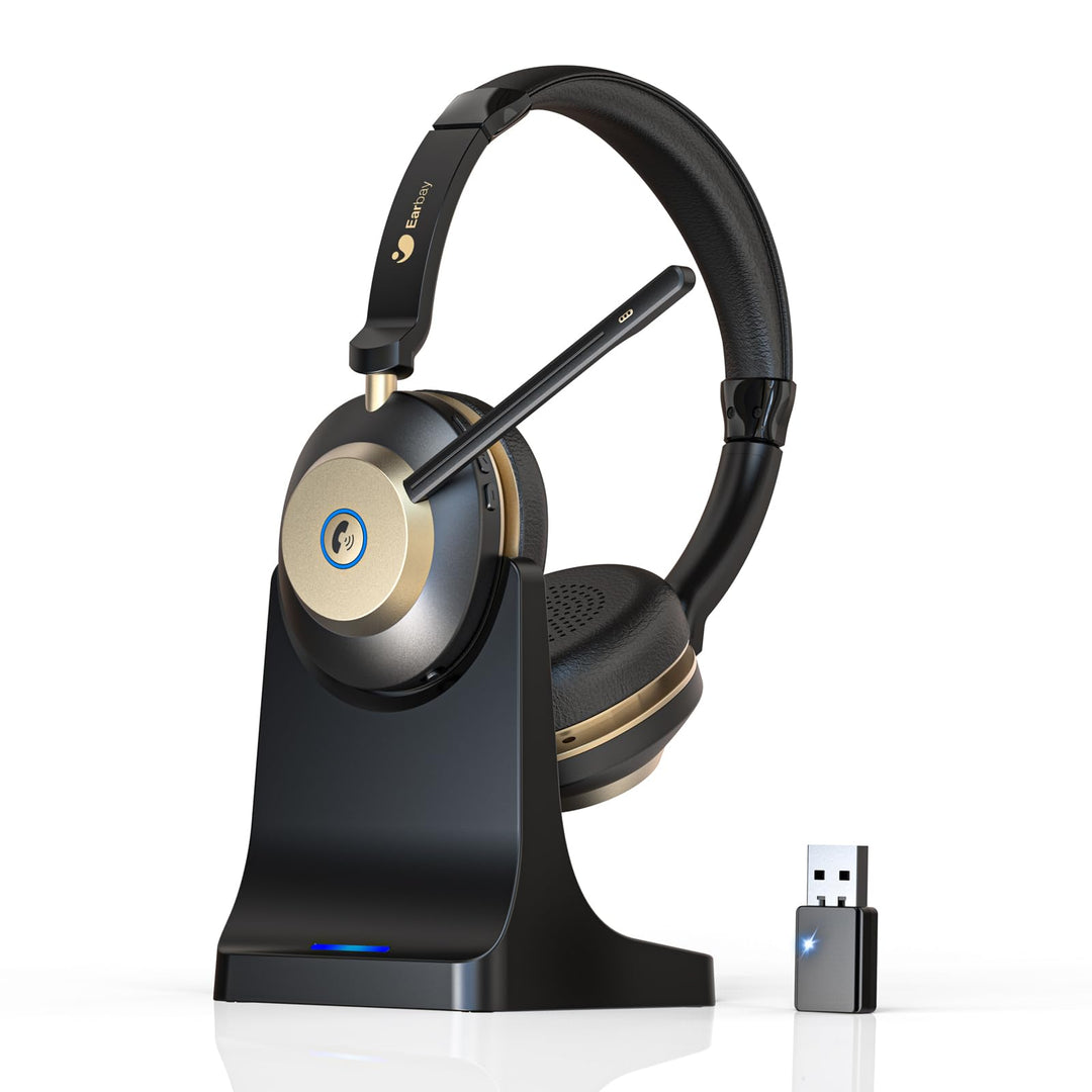 Earbay Kabelloses Headset, Bluetooth Headset mit Mikrofon Rauschunterdrückung & USB-Dongle, Kabellos