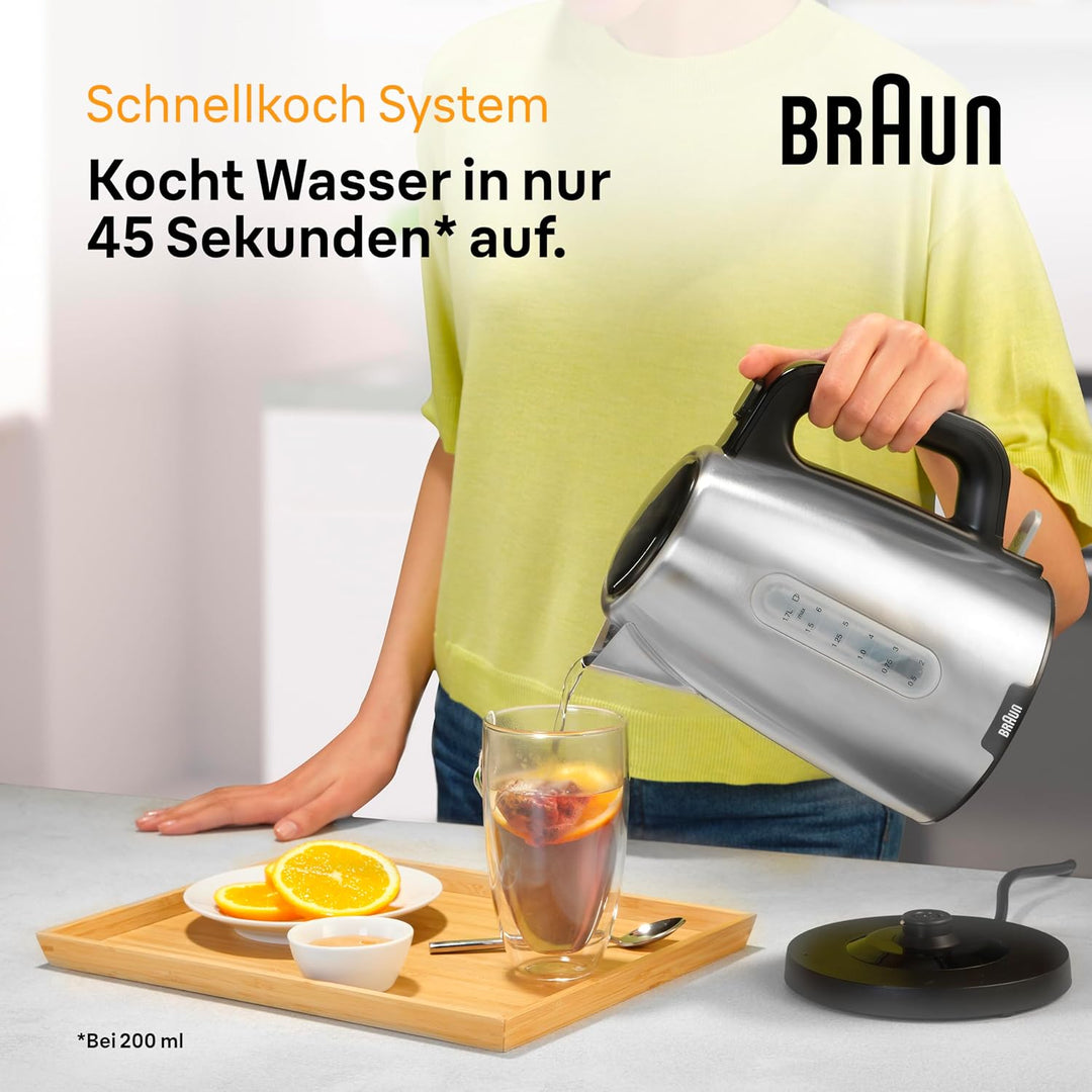 Braun PurShine Wasserkocher WK1500 BK – Teekocher mit 360° Basis, Abschaltautomatik, 1,7 L Füllmenge