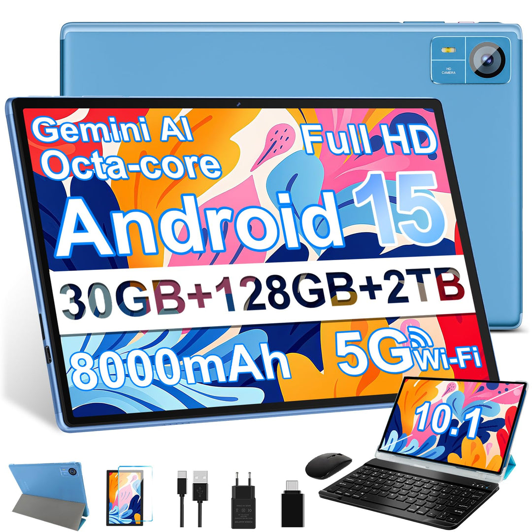 Tablet 10.1 Zoll Android 15 Tablet 【30 GB RAM + 128 GB ROM+2TB】【Gemini AI】, Widevine L1, Octa Core,