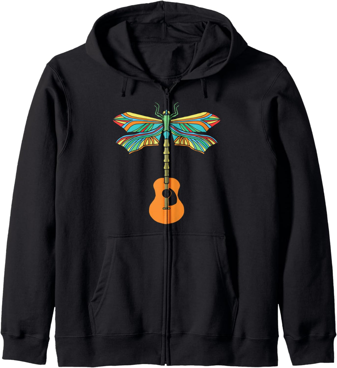 Acoustic Guitar Artistic Dragonfly Music & Musician Vitnage Kapuzenjacke