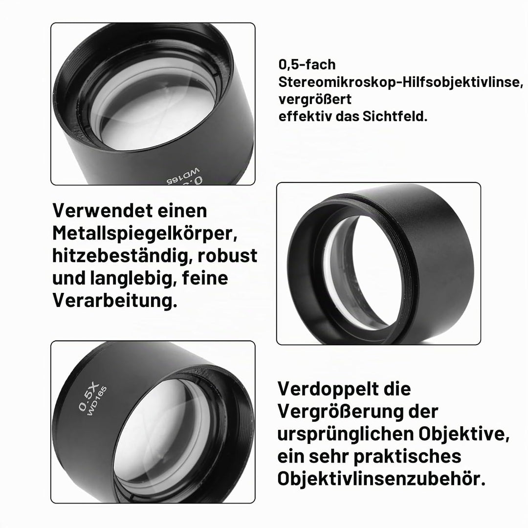 Mikroskop-Objektiv, Barlow-Linse 5X, Amscope 0,5X Barlow-Objektiv, 0,5X Objektiv, Mikroskop, Hilfsob