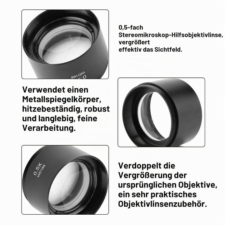 Mikroskop-Objektiv, Barlow-Linse 5X, Amscope 0,5X Barlow-Objektiv, 0,5X Objektiv, Mikroskop, Hilfsob