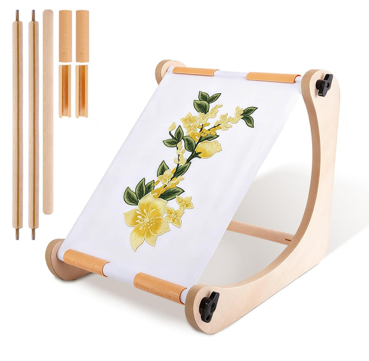 RoseFlower Kreuzstich Ständer Stickrahmen Holz Drehbarer Stickständer für Tisch Embroidery Hoop Stan