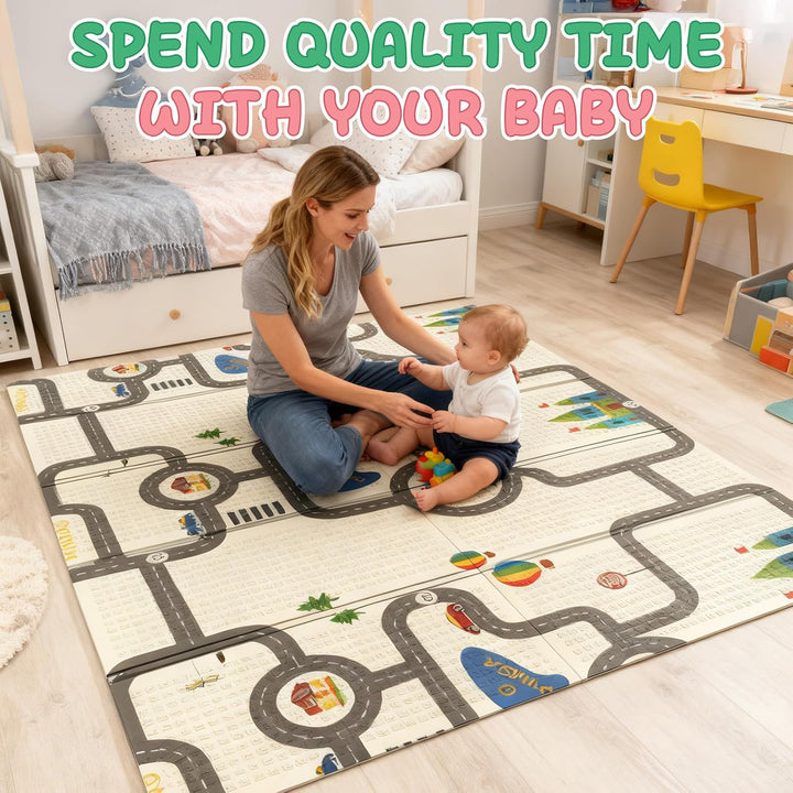 Soontrans Krabbelmatte Baby, Spielmatte Baby Faltbar, 200x180x1cm, Play Mat for Babies Doppelseitige