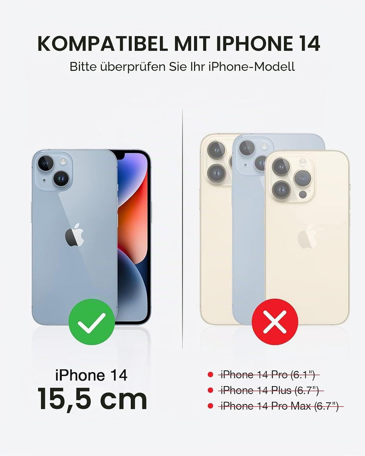 OCASE Kompatibel für iPhone 14 Hülle (2in1) Leder Stossfestes Case, Abnehmbare magnetische Hülle, Mi