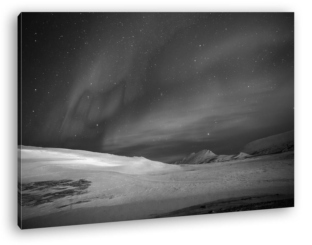 deyoli Polarlichter über dem nordischen EIS Effekt: Schwarz/Weiss Format: 120x80 als Leinwand, Motiv