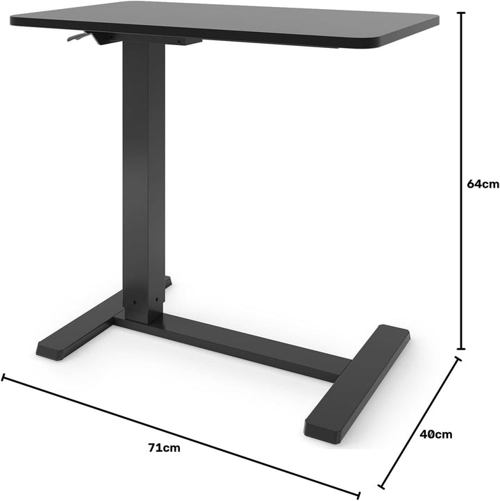 ESMART EACM-121BB 71 x 40 cm Schwarz - Mobiler stufenlos pneumatisch höhenverstellbarer Beistelltisc