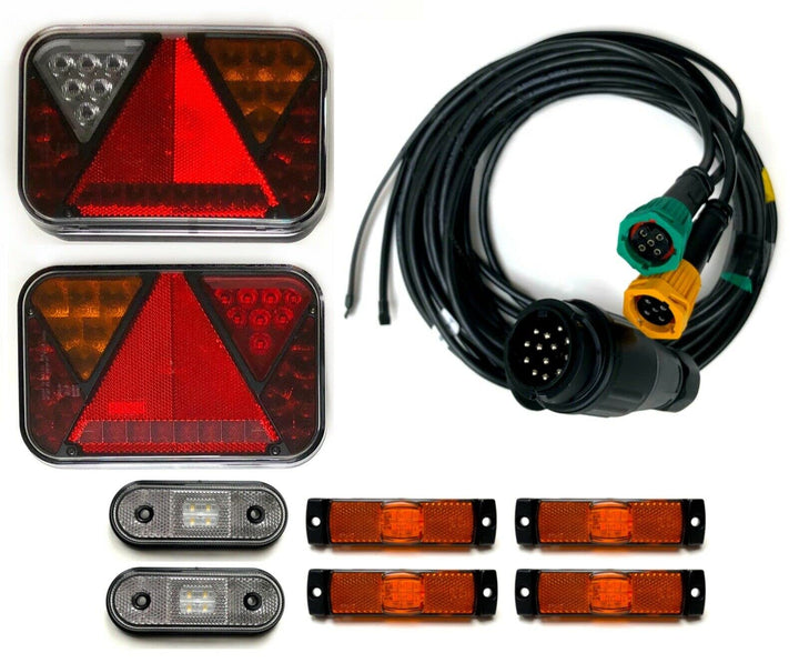 MelTruck® Anhängerbeleuchtung LED Rückleuchten und Umrissleuchten 13 polig Kabel 5m Set
