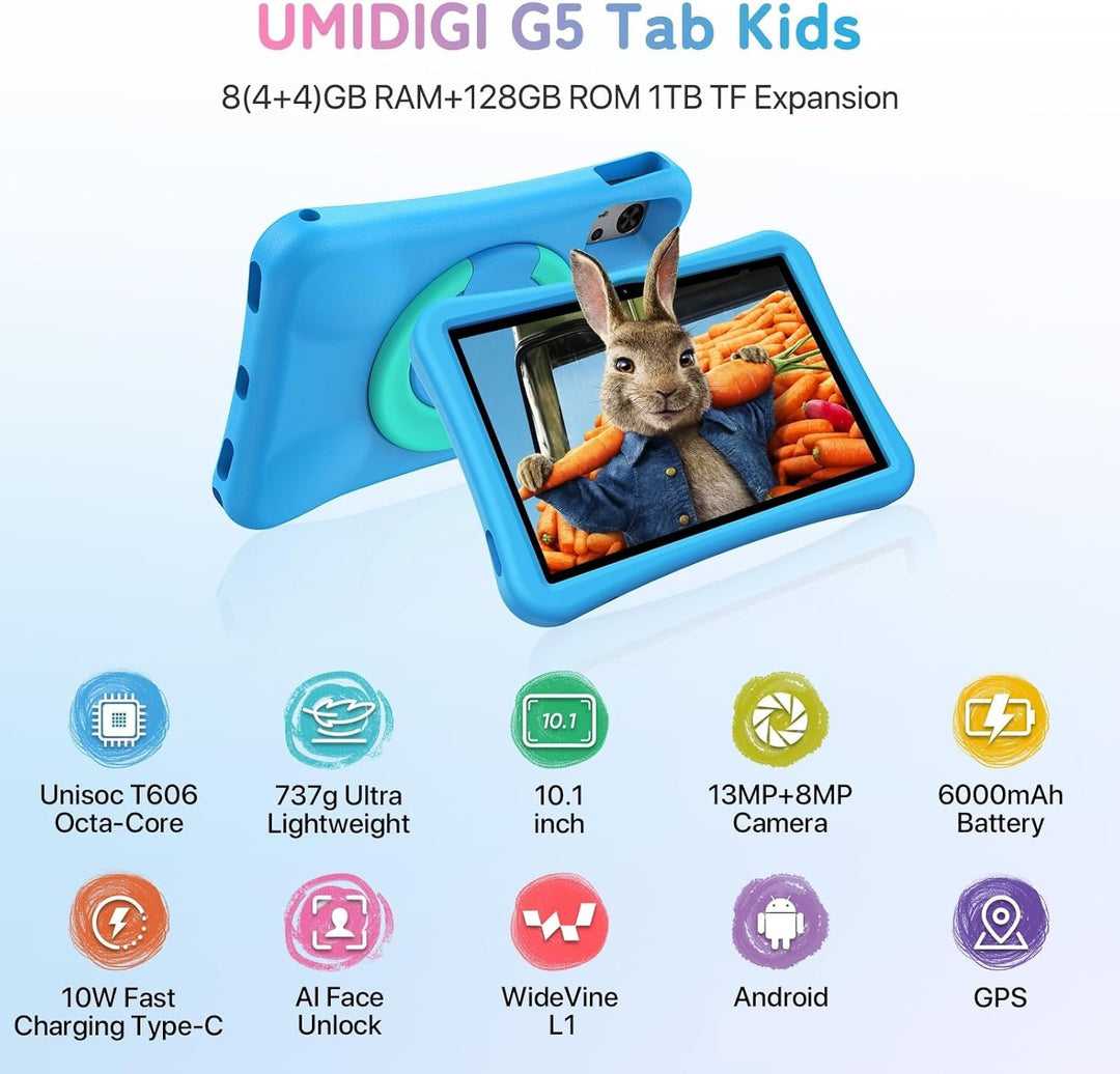 UMIDIGI G5 Kinder Tablet 10.1 Zoll Tablet Android, G5 Tab Kids Tablets,8(4+4) GB+128GB/1TB TF,Octa-C