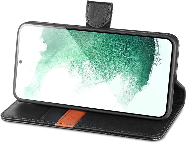 LENSUN Echtleder Hülle für Samsung Galaxy S22 Plus, Handyhülle [Echtes Leder][Magnetverschluss][RFID