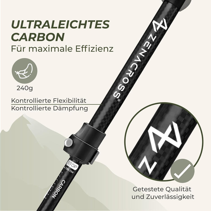 Wanderstöcke Teleskop [Carbon oder Aluminium] - Nordic Walking Stöcke Damen/Herren Ultraleichte - Tr