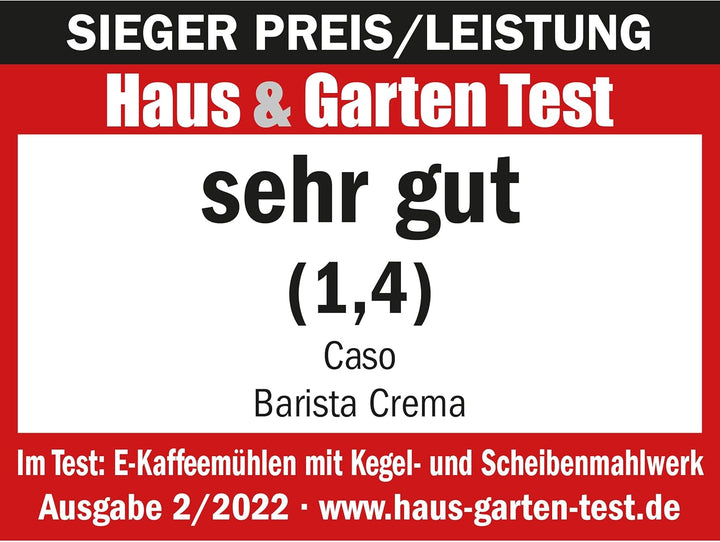 CASO Barista Crema - Elektrische Design- Kaffeemühle, Mahlgradeinstellungen von fein bis grob, aroma