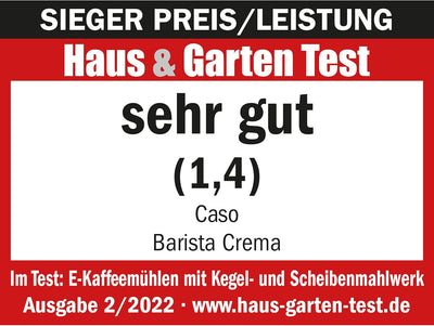 CASO Barista Crema - Elektrische Design- Kaffeemühle, Mahlgradeinstellungen von fein bis grob, aroma