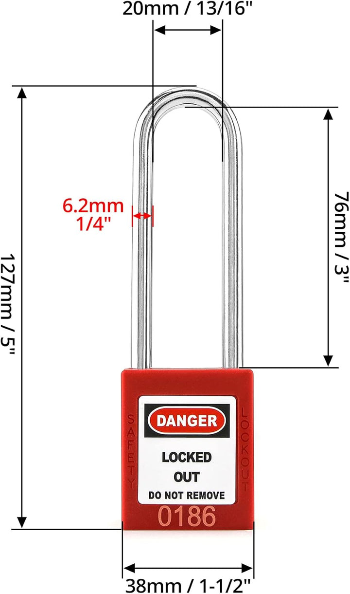 QWORK® Lockout Vorhängeschloss, 2Stk Vorhängeschlösser mit 4 Schlüssel, mit 76 mm verlängertem Schlo