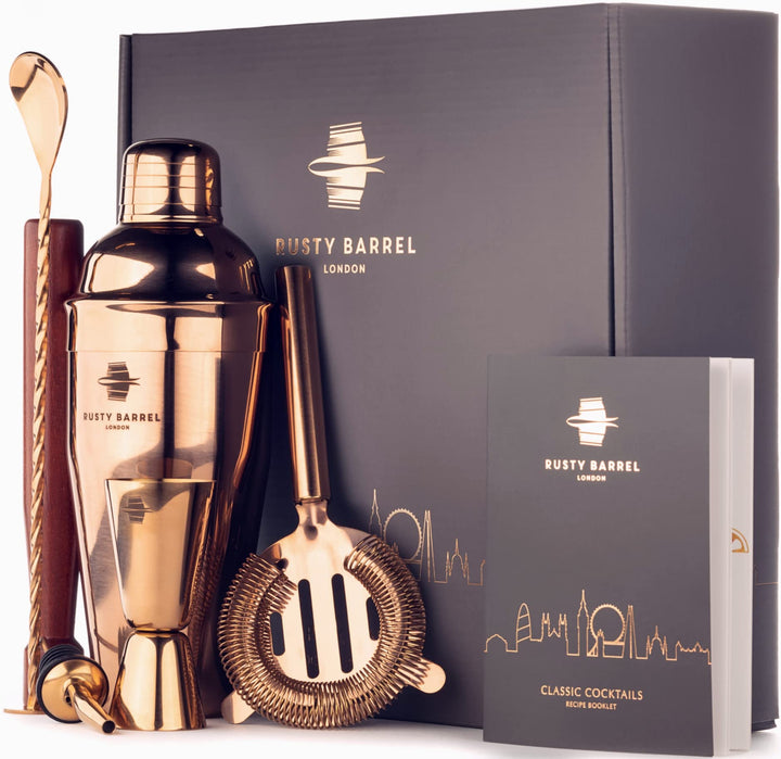 Rusty Barrel Park Lane Cocktail Set zum Selbermixen – Kupfer Geschenkset Manhattan Edelstahl Cocktai