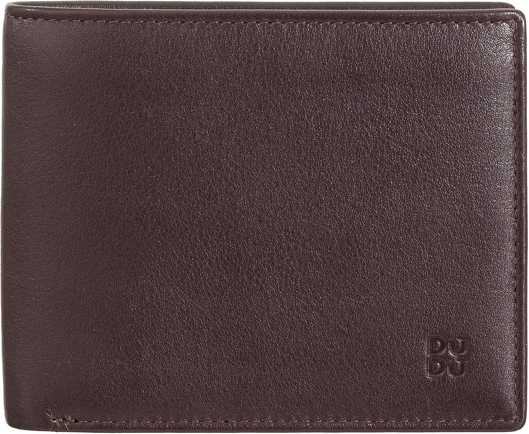 DUDU Klassisches mehrfarbiges Herren Portemonnaie RFID in Leder Dunkelburgundy, Dunkelburgundy