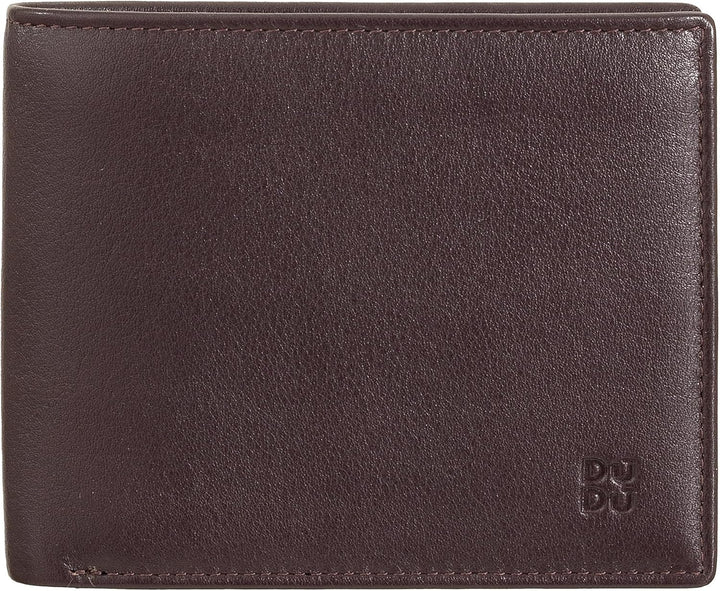 DUDU Klassisches mehrfarbiges Herren Portemonnaie RFID in Leder Dunkelburgundy, Dunkelburgundy