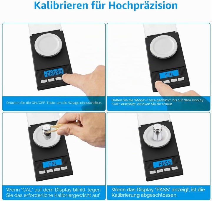 Brifit Feinwaage 50g/0,001g, Milligramm Waage mit Kalibriergewicht, Taschenwaage, Goldwaage, Münzwaa