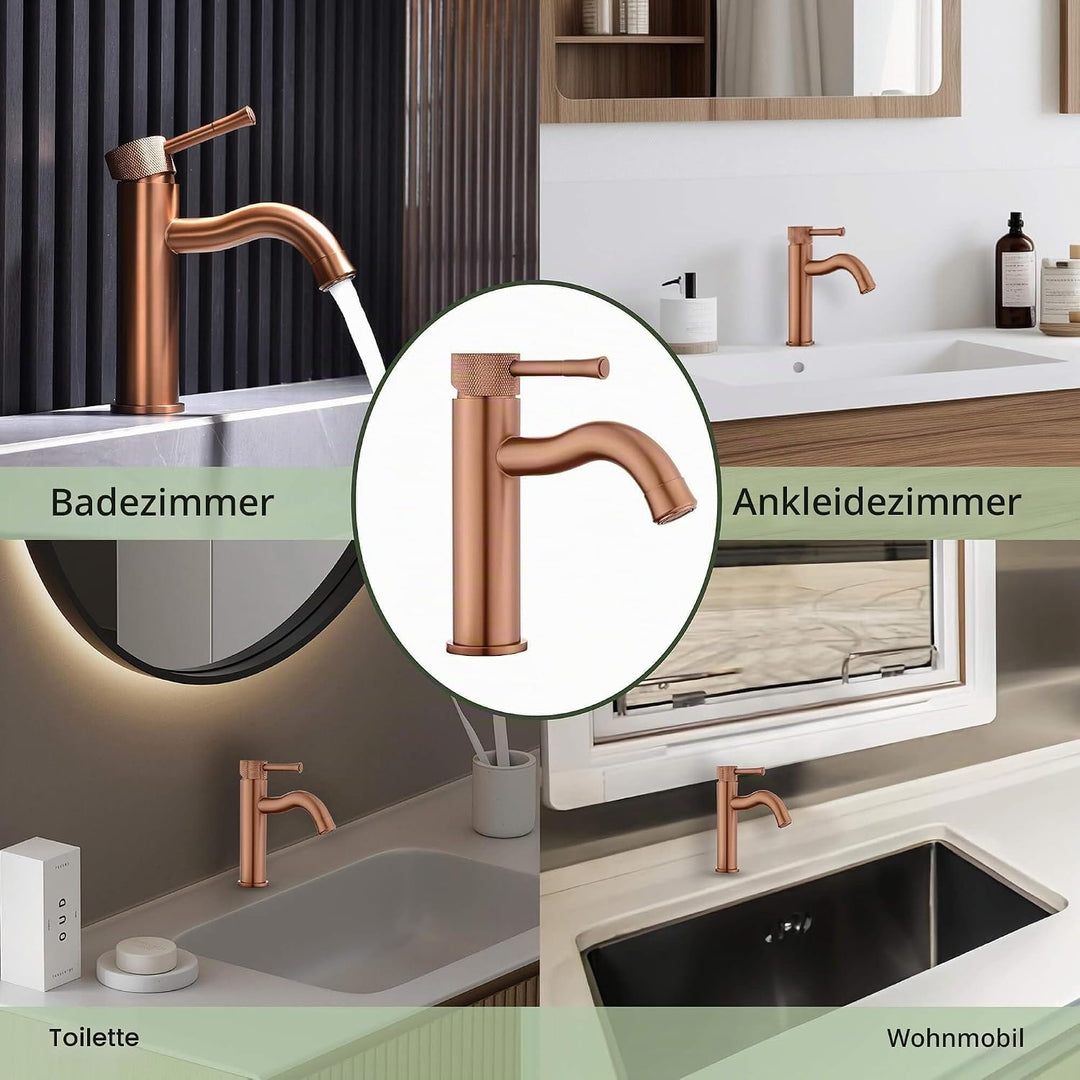 Wasserhahn Rose Gold mit Verlängerung, Strahlregler,Waschtisch Waschtisch,für Badezimmer Waschtische
