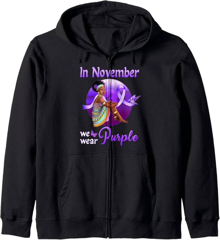 In November We Wear Purple Ribbon Pancreatic Cancer Survivor Kapuzenjacke