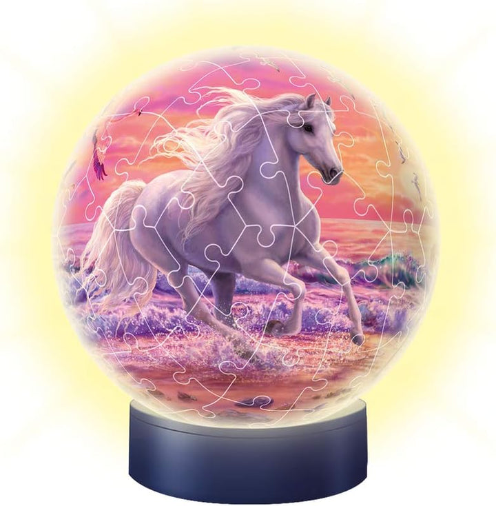 Ravensburger 3D Puzzle 11843 - Nachtlicht Puzzle-Ball Pferde am Strand - 72 Teile - ab 6 Jahren &amp; Ki