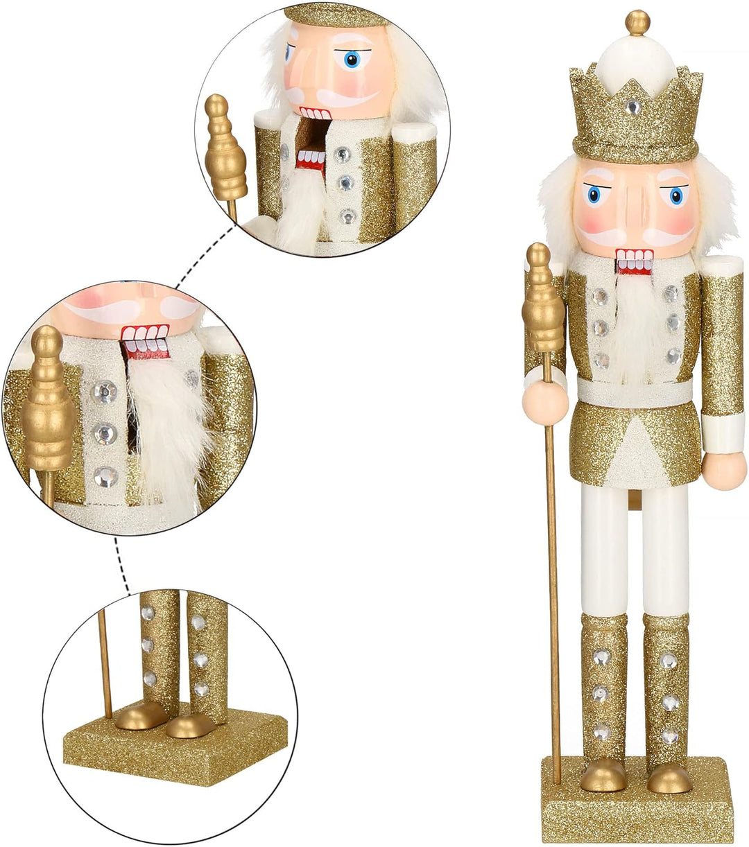 SPRINGOS Nussknacker Figur aus Holz Soldat Höhe: 38 cm mit langem Bart und Glitter Weihnachten Weihn