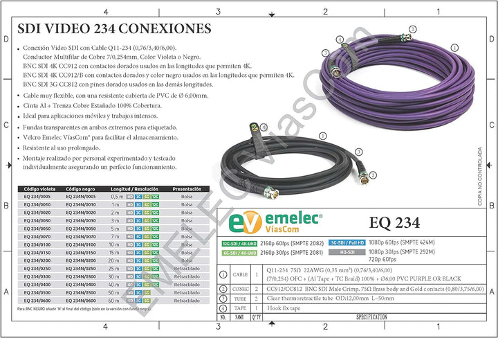 Emelec VíasCom EQ234 10 metros violett violett 10 metros, violett 10 metros