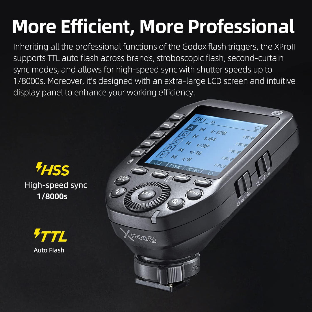 Godox XProII-S TTL Wireless Flash Trigger 1/8000s HSS, TCM Instantaneous Switching, APP Control, 16