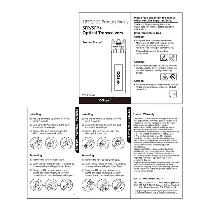 10Gtek 4-Stück 10Gb SFP+ LR Singlemode Modul, 10GBase-LR LC Transceiver Kompatibel für Cisco SFP-10G