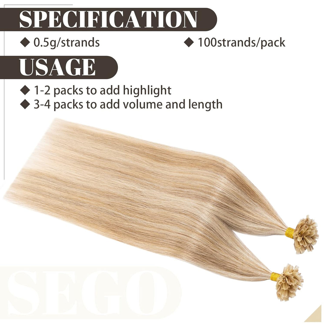Sego Bondings Extensions Echthaar 0.5g/Strähnen 100 Strähnen Haarverlängerung Keratin U-Tip Glue 100