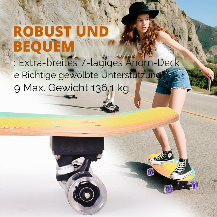 Nattork Complete Skateboards 29" x 8" Kids Skateboard Cruiser Skateboards for Beginners Double Kick