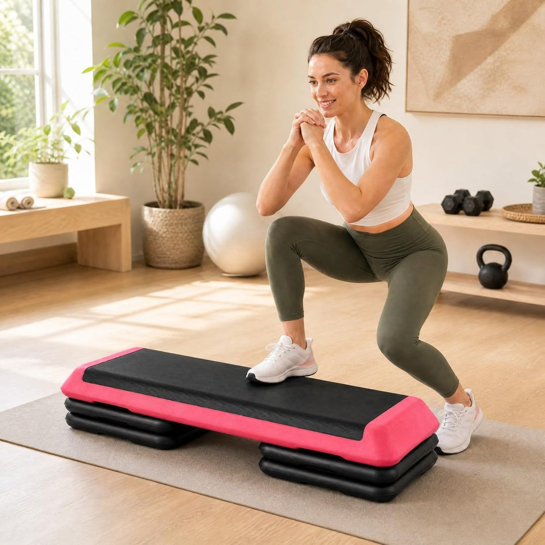 GYMAX Steppbrett Professional, 3 - Fach höhenverstellbar | Aerobic Stepper mit rutschfester Oberfläc