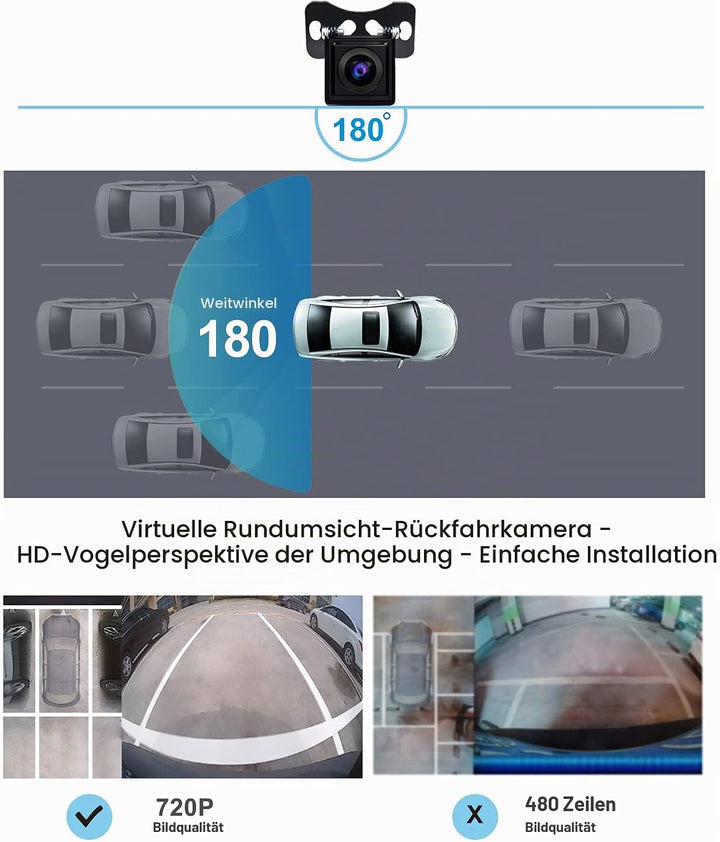ATOTO AC-HD03LR 720P Rückfahrkameras (180 ° Weitwinkel), nur für ATOTO S8-Modelle(S8 PN/UN/MS Entfäl