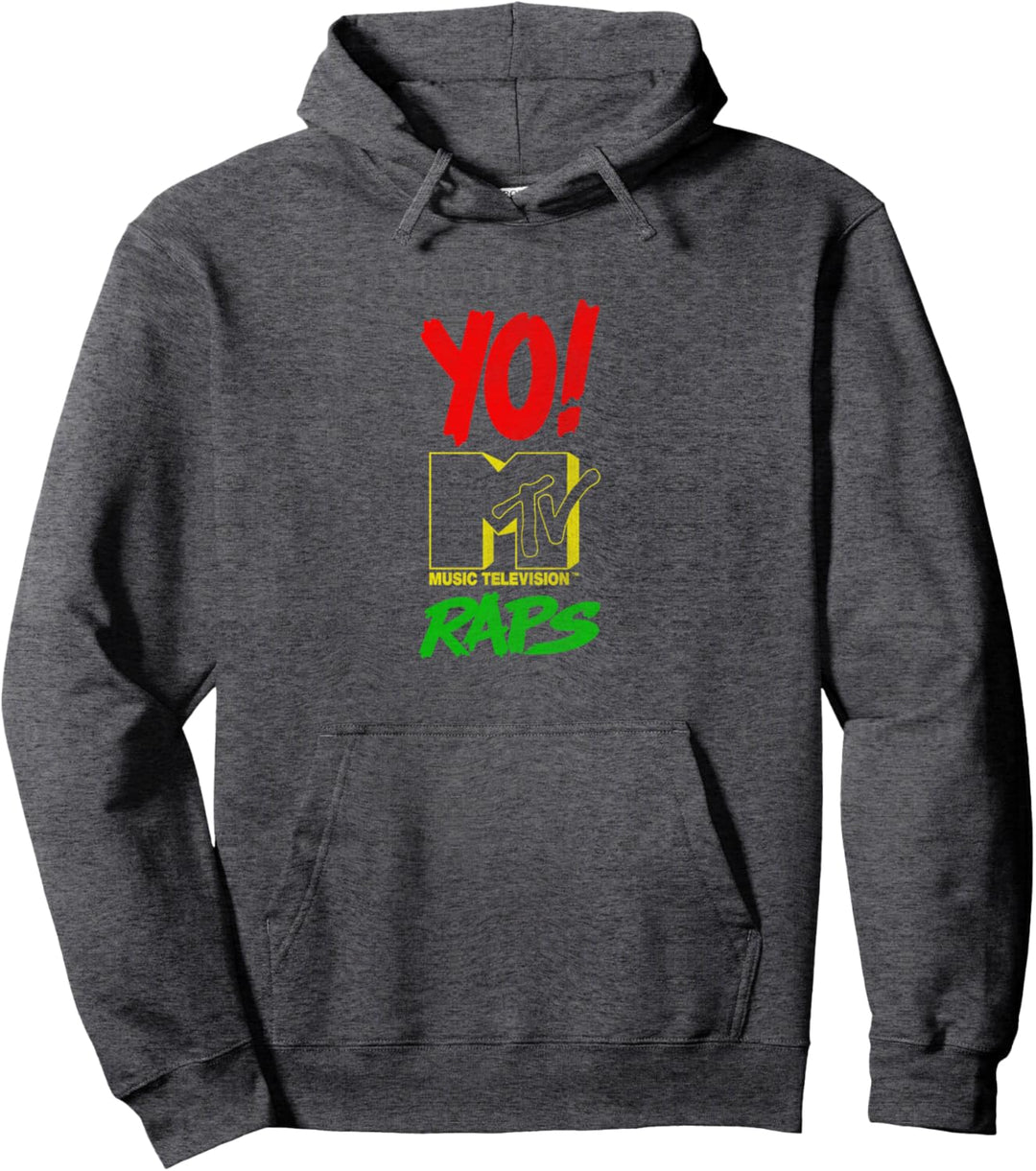 MTV Yo MTV Raps Red Yellow Green Stack Text Pullover Hoodie