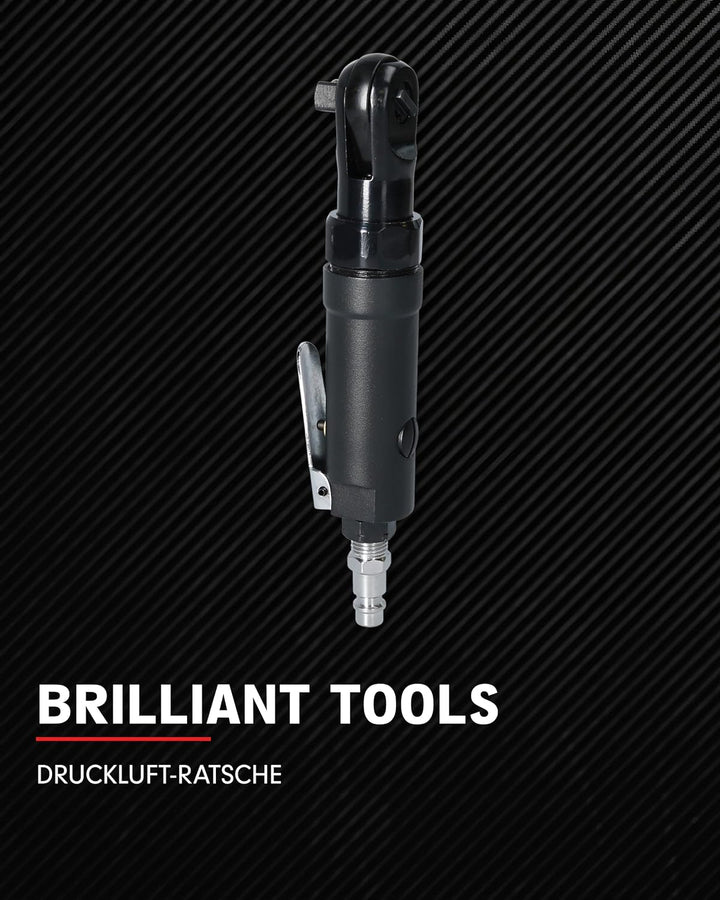 BRILLIANT TOOLS Druckluft Ratsche 3/8" BT160602 35 Nm I Umschaltratsche mit Vierkantantrieb nach DIN