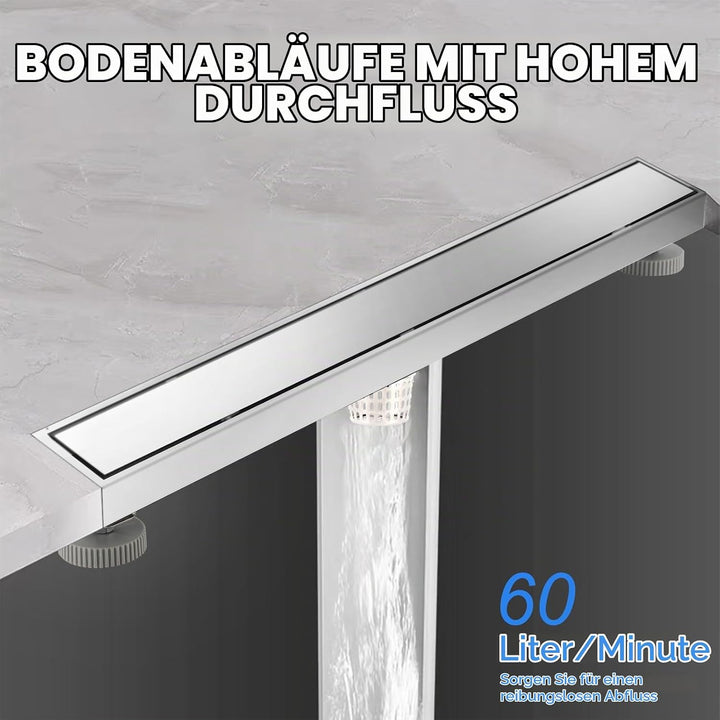 Gugxiom 60 cm Duschrinne, 304 Edelstahl Einsatz Ablaufrinne Dusche Set, 2 in 1 Panels, mit verstellb