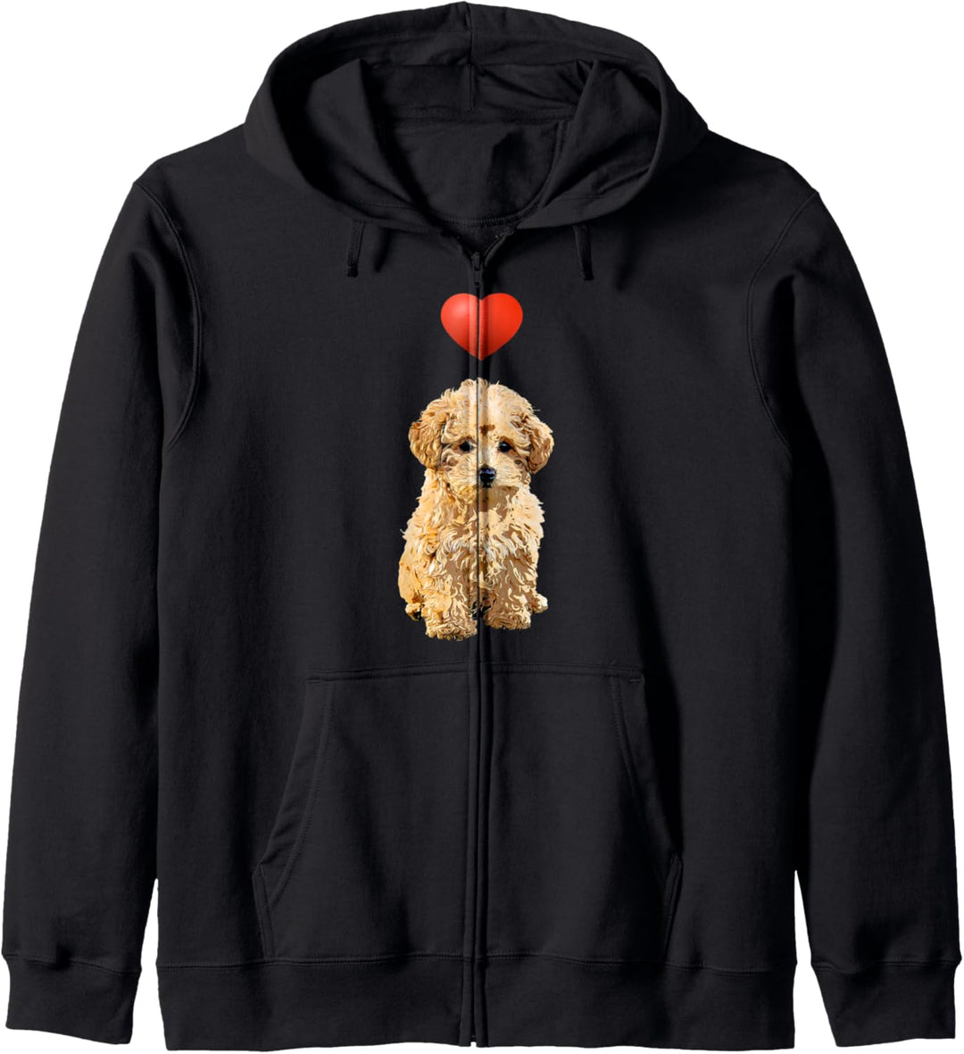 Pudel Hund Herz Cartoon Damen Herren Kinder süsses Hundemotiv Kapuzenjacke