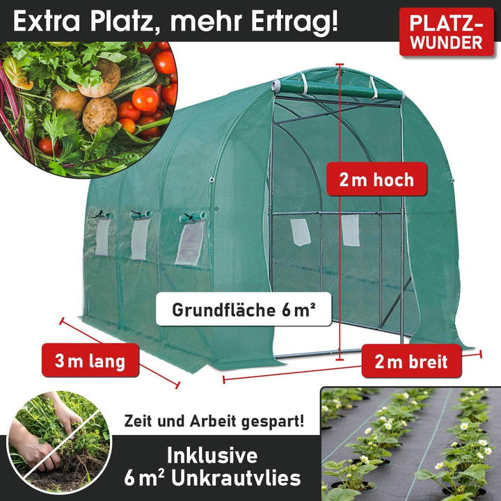 BRAST® Gewächshaus Foliengewächshaus mit Stahlfundament 4 Grössen 2x3m 3x4m 3x6m 3x8m Erdanker Gitte