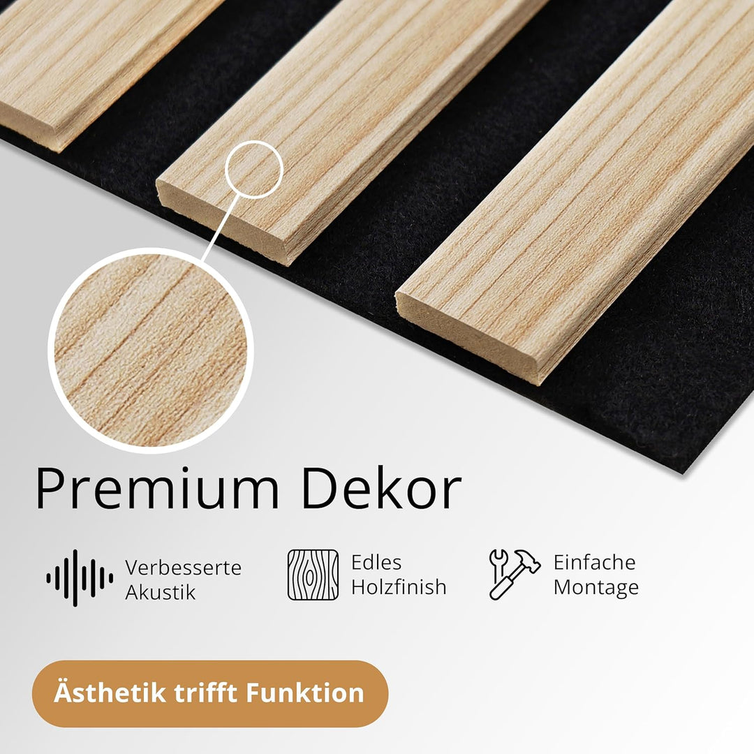 wohnartig 3D Akustikpaneele (Eiche Natur, 1 Stück 240cm x 54cm) Eiche Natur 1 Stück 240cm x 54cm, Ei
