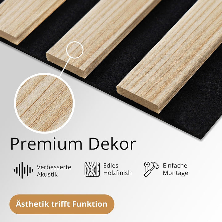 wohnartig 3D Akustikpaneele (Eiche Natur, 1 Stück 240cm x 54cm) Eiche Natur 1 Stück 240cm x 54cm, Ei