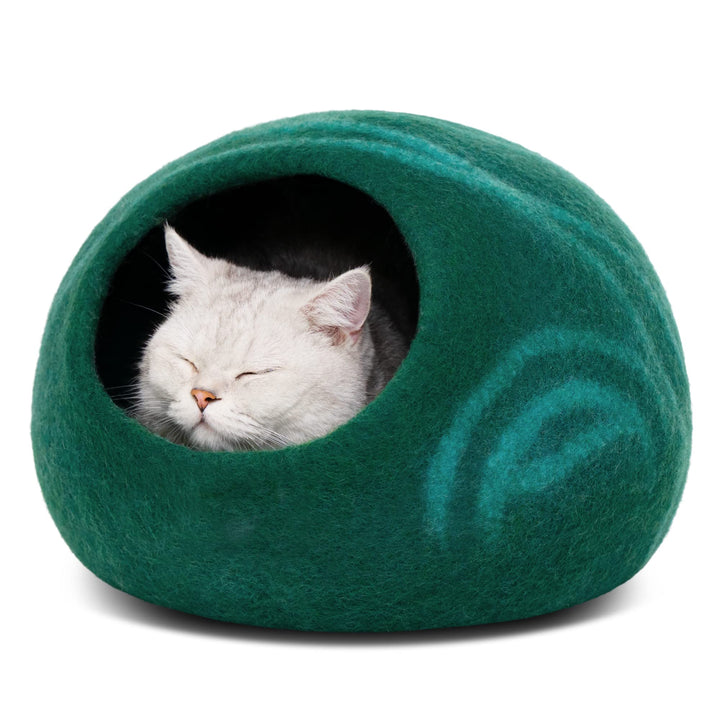 MEOWFIA Katzenbett Höhle – Umweltfreundliche Betten aus 100% Merinowolle für Katzen und Kätzchen (M,
