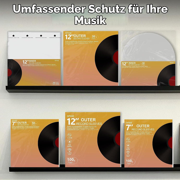 Schallplatten Hüllen 12 Zoll Aussenhüllen, 200 Stück Lp Schutzhüllen, Transparent Vinyl Hüllen, 12,7