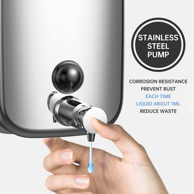 PLUSSEN Wall Mounted Soap Dispenser 1000 ml Stainless Steel Soap Dispenser Wall Mounted Hygienic Eas